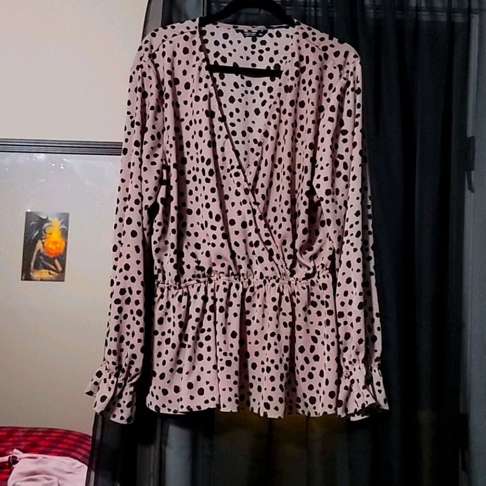 Mauve leopard print wrap blouse